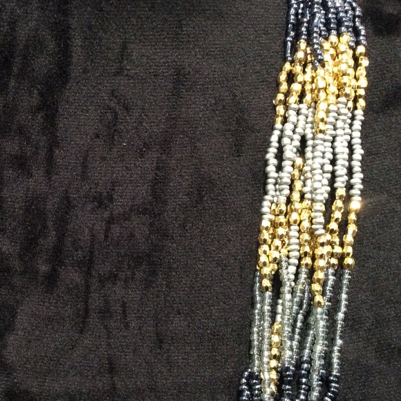 TriColor Long Beaded String Necklace - Picture 4 of 5